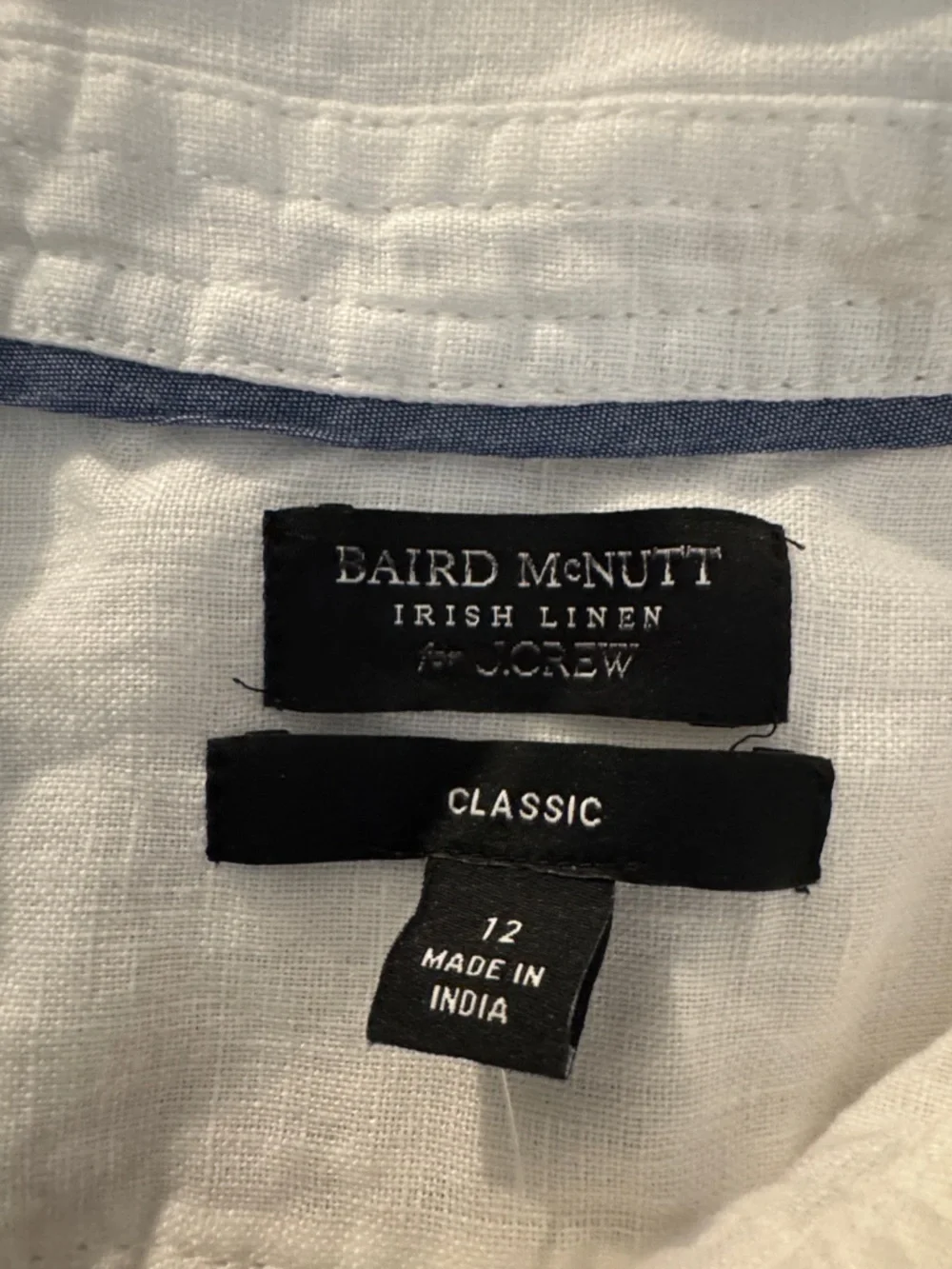 BAIRD MC NUTT IRISH LINEN FOR J. Crew White Irish Linen Shirt Classic Fit NWT